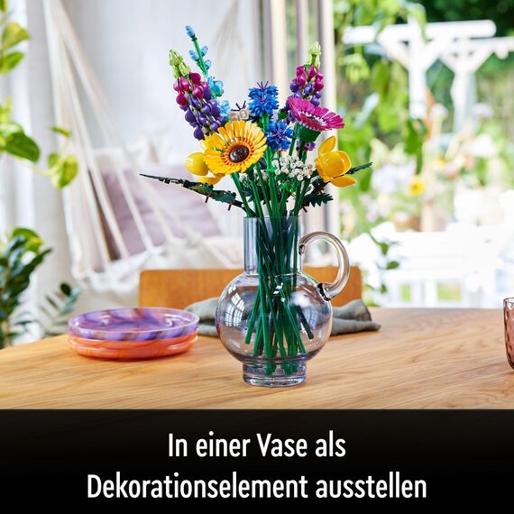 LEGO Botanicals Wildblumenstrauß Set - Künstliche Blumen mit Mohn und Lavendel zum Basteln für Erwachsene - Geschenkidee für Heimdeko - Botanik Kollektion 10313