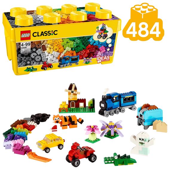 LEGO Classic Mittelgroße Bausteine-Box, Konstruktionsspielzeug & Classic Blaue Bauplatte, quadratische Grundplatte mit 32x32 Noppen als Basis Sets, Konstruktionsspielzeug für Kinder 11025