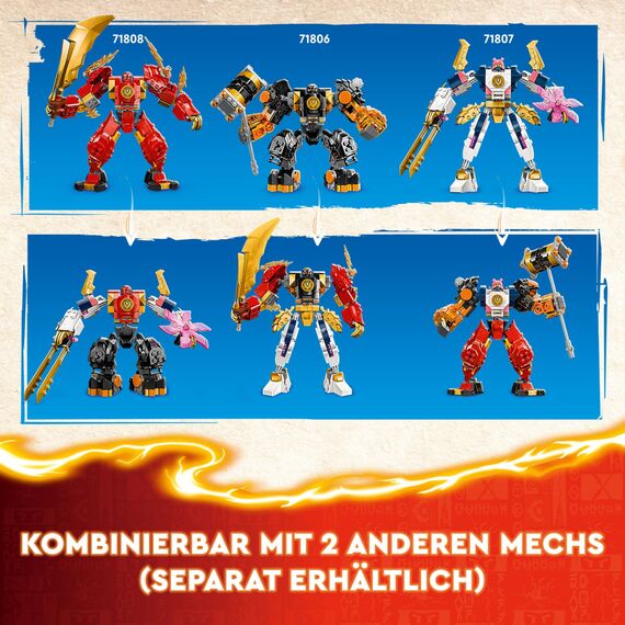 LEGO NINJAGO Kais Feuermech, Actionfiguren-Spielzeug für Kinder mit roter Mech-Figur zum Umgestalten, Ninja-Set mit 4 Figuren inkl. Kai und Zane, Geschenk für 7-jährige Jungs und Mädchen 71808