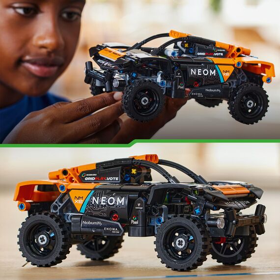 LEGO Technic NEOM McLaren Extreme E Race Car Set, Auto-Spielzeug mit Rückziehmotor für Kinder, baubares Aufziehauto, Technik-Geschenk für Jungs und Mädchen ab 7 Jahren 42166