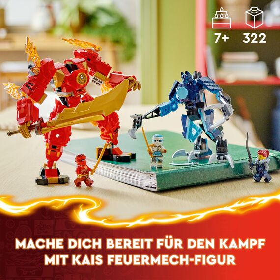 LEGO NINJAGO Kais Feuermech, Actionfiguren-Spielzeug für Kinder mit roter Mech-Figur zum Umgestalten, Ninja-Set mit 4 Figuren inkl. Kai und Zane, Geschenk für 7-jährige Jungs und Mädchen 71808