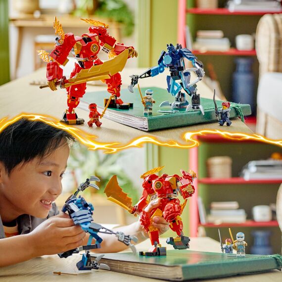 LEGO NINJAGO Kais Feuermech, Actionfiguren-Spielzeug für Kinder mit roter Mech-Figur zum Umgestalten, Ninja-Set mit 4 Figuren inkl. Kai und Zane, Geschenk für 7-jährige Jungs und Mädchen 71808