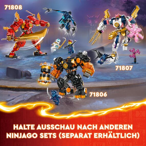 LEGO NINJAGO Kais Feuermech, Actionfiguren-Spielzeug für Kinder mit roter Mech-Figur zum Umgestalten, Ninja-Set mit 4 Figuren inkl. Kai und Zane, Geschenk für 7-jährige Jungs und Mädchen 71808