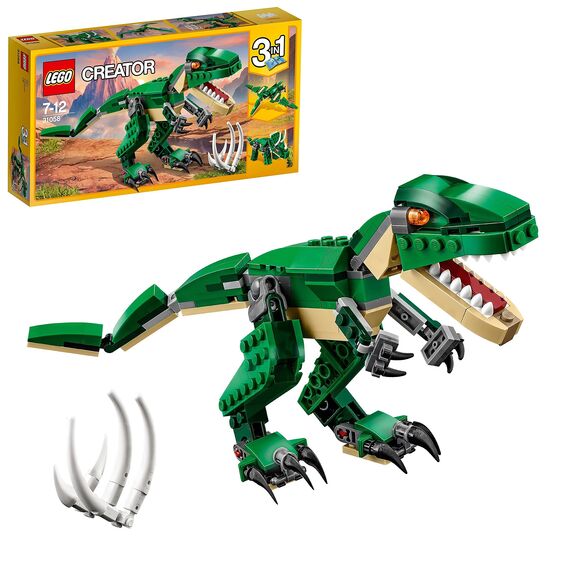 LEGO 31058 Creator Dinosaurier Spielzeug, Kinder & 31125 Creator 3-in-1 Wald-Fabelwesen: Hase - Eule - Eichhörnchen, Set mit Tierfiguren zum Bauen, Spielzeug ab 7 Jahre
