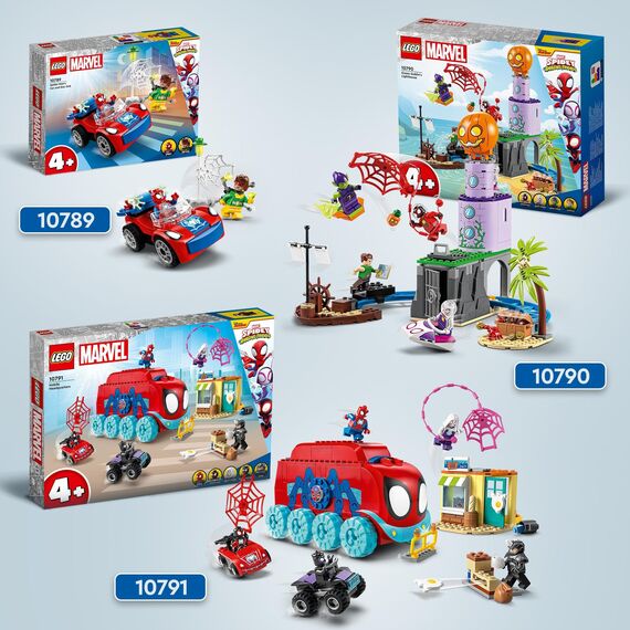 LEGO 10789 Marvel Spider-Mans Auto und Doc Ock Set, Spidey und Seine Super-Freunde, baubares Spielzeug für Jungen und Mädchen ab 4 Jahren, mit im Dunkeln leuchtenden Teilen