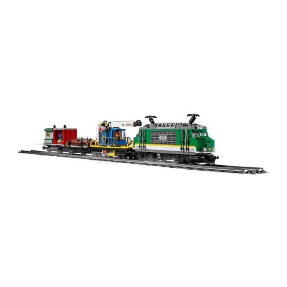 LEGO City Trains Güterzug - Zug Spielzeug, Gabelstapler, 32 Gleisstücke, Signalleuchten & 6 Minifiguren – Lokomotive Spielset für Kinder - Kreatives Geschenk für Jungen & Mädchen ab 6 Jahren - 60198