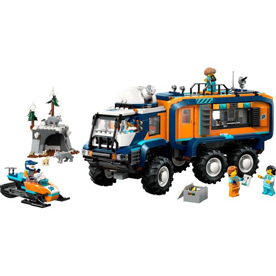 LEGO City Arktis-Truck mit Labor – BAU- und Spielset – Erkundungsfahrzeug mit Lenkung und Federung – inkl. Schneescooter, 5 Mini-Figuren und 3 Wolfsfiguren – Geschenk für Jungen ab 8 Jahren – 60471