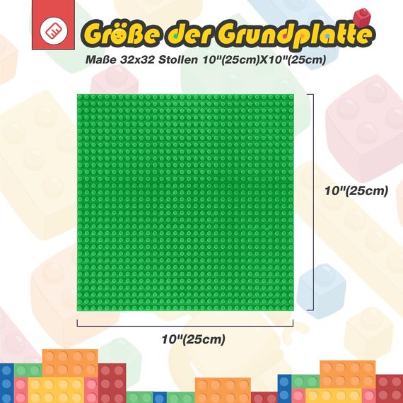 HUIZDQ 8 Stück Klassische Grundplatten für Bauklötze, 100% kompatibel mit Allen großen Marken, mit 32 X 32 Noppen, Mehrfarbig (Packung mit 2)