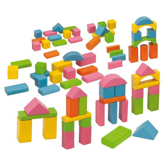 Eichhorn 100088011 75 pastellfarbene bunte Holzbausteine in Aufbewahrungsbox und Sortierdeckel, FSC 1 zertifiziertes Buchenholz, Motorikspielzeug geeignet für Kinder ab 1 Jahr, 25 mm
