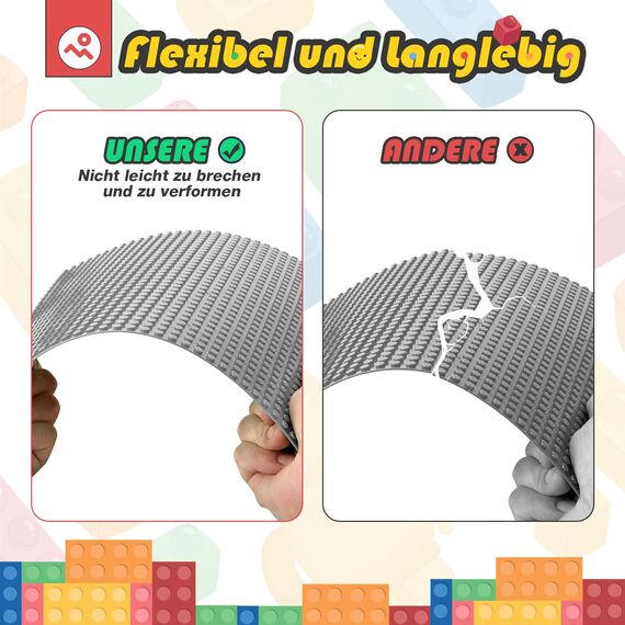 HUIZDQ 8 Stück Klassische Grundplatten für Bauklötze, 100% kompatibel mit Allen großen Marken, mit 32 X 32 Noppen, Grau