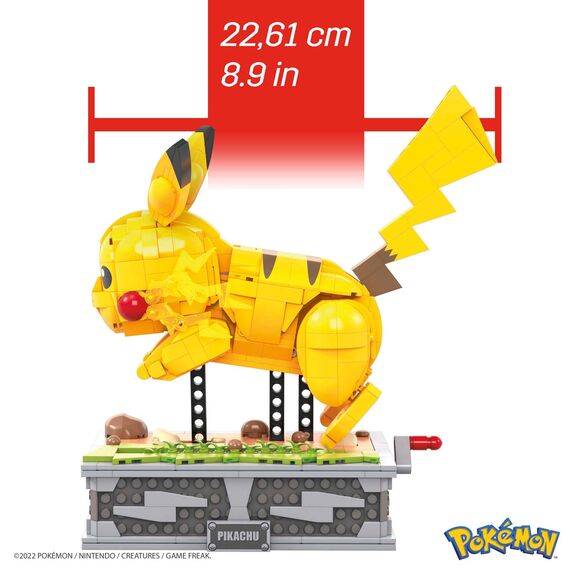 Mega Pokémon, Motion Pikachu Figur zum Zusammenbauen, 1.095 Teile, beweglich, kompatibel mit allen Bausets von Mega Pokémon, Spielzeug ab 12 Jahre, HGC23