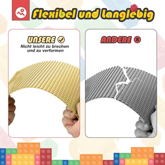 HUIZDQ 8 Stück Klassische Grundplatten für Bauklötze, 100% kompatibel mit Allen großen Marken, mit 32 X 32 Noppen, Sand