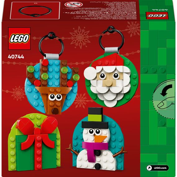 LEGO Verschiedene Christbaumanhänger - 4 Tannenbaum Dekorationen inkl. Weihnachtsmann, Schneemann & Spielzeug Rentier - Bastelset und Geschenk zu Weihnachten für Mädchen & Jungen ab 6 Jahren - 40744
