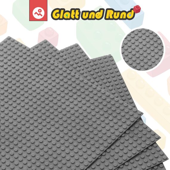 HUIZDQ 8 Stück Klassische Grundplatten für Bauklötze, 100% kompatibel mit Allen großen Marken, mit 32 X 32 Noppen, Grau
