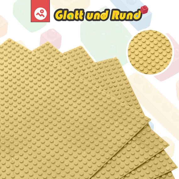 HUIZDQ 8 Stück Klassische Grundplatten für Bauklötze, 100% kompatibel mit Allen großen Marken, mit 32 X 32 Noppen, Sand
