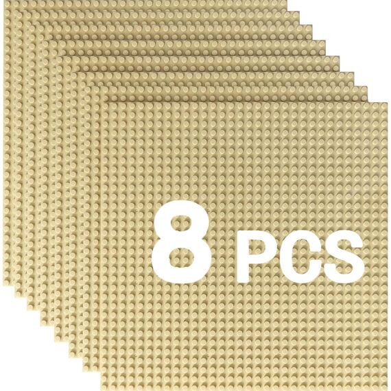 HUIZDQ 8 Stück Klassische Grundplatten für Bauklötze, 100% kompatibel mit Allen großen Marken, mit 32 X 32 Noppen, Sand