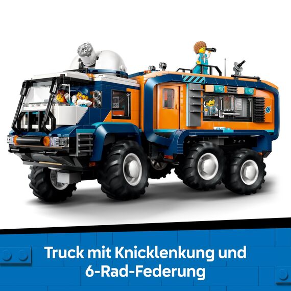 LEGO City Arktis-Truck mit Labor – BAU- und Spielset – Erkundungsfahrzeug mit Lenkung und Federung – inkl. Schneescooter, 5 Mini-Figuren und 3 Wolfsfiguren – Geschenk für Jungen ab 8 Jahren – 60471