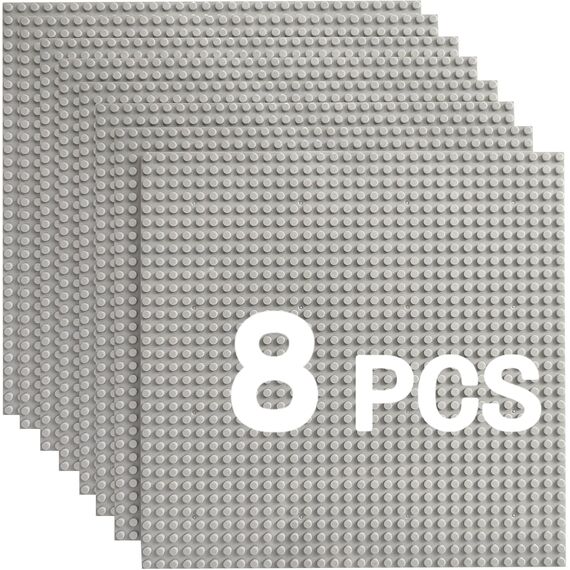 HUIZDQ 8 Stück Klassische Grundplatten für Bauklötze, 100% kompatibel mit Allen großen Marken, mit 32 X 32 Noppen, Grau