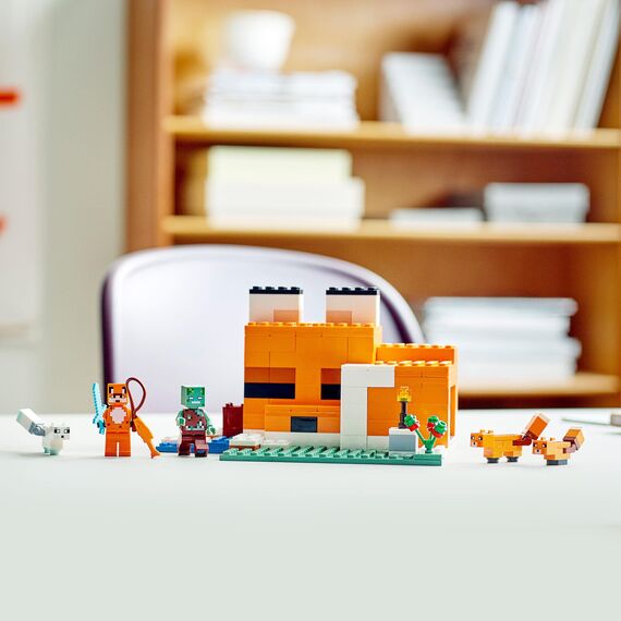 LEGO Minecraft Die Fuchs-Lodge - Spielset mit Spielzeughaus - Gamer Geschenk mit Ertrunkenem, Füchsen und einem Helden in einem Fuchs-Skin - Spielzeug für Kinder ab 8 Jahren - 21178