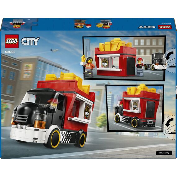 LEGO City Pommes-Truck - Spielzeug Fahrzeug Modellbau mit abnehmbarem Verkaufsbereich, 2 Minifiguren und Zubehör - Geburtstagsgeschenk für Jungen ab 5 Jahren - 60488