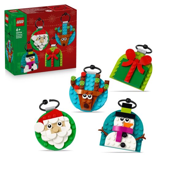 LEGO Verschiedene Christbaumanhänger - 4 Tannenbaum Dekorationen inkl. Weihnachtsmann, Schneemann & Spielzeug Rentier - Bastelset und Geschenk zu Weihnachten für Mädchen & Jungen ab 6 Jahren - 40744