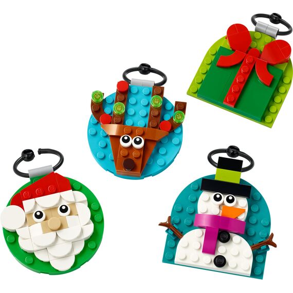 LEGO Verschiedene Christbaumanhänger - 4 Tannenbaum Dekorationen inkl. Weihnachtsmann, Schneemann & Spielzeug Rentier - Bastelset und Geschenk zu Weihnachten für Mädchen & Jungen ab 6 Jahren - 40744