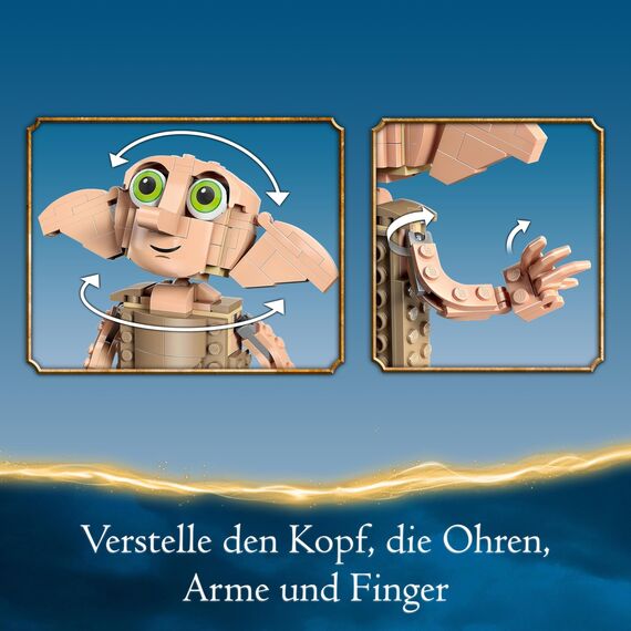 LEGO Harry Potter Dobby der Hauself Set, bewegliche ikonische Figur, Spielzeug, Schlafzimmer Accessoire & Deko, Charakter-Sammlung, Geschenk für Mädchen, Jungen, Teens und alle Fans ab 8 Jahren 76421