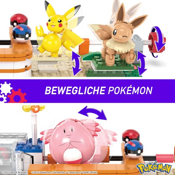 Mega Pokémon Bauset, 648 Teile, mit Pikachu, Chaneira, Evoli und Togepi, Bauspielzeug für Kinder und Erwachsene, Sammelfigur, ab 8 Jahren, HNT93
