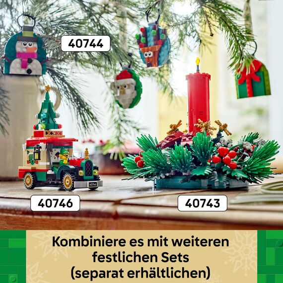LEGO Verschiedene Christbaumanhänger - 4 Tannenbaum Dekorationen inkl. Weihnachtsmann, Schneemann & Spielzeug Rentier - Bastelset und Geschenk zu Weihnachten für Mädchen & Jungen ab 6 Jahren - 40744