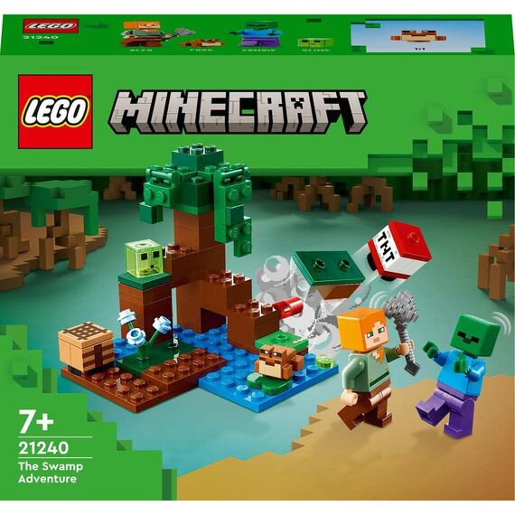 LEGO 21178 Minecraft Die Fuchs-Lodge, Spielzeug für Jungen und Mädchen ab 8 Jahren & 21240 Minecraft Das Sumpfabenteuer Set, Spielzeug mit Figuren mit Alex- und Zombie-Figuren im Biom, ab 8 Jahren