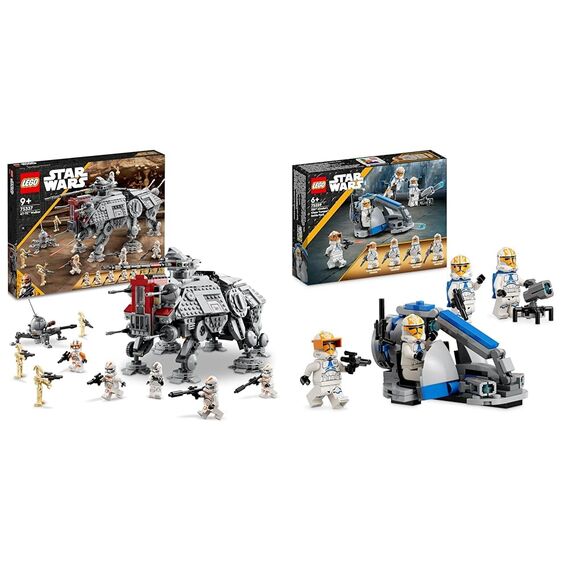 LEGO 75337 Star Wars at-TE Walker, Bewegliches Spielzeugmodell & 75359 Star Wars Ahsokas Clone Trooper der 332. Kompanie