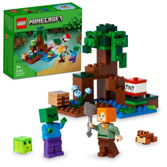 LEGO 21178 Minecraft Die Fuchs-Lodge, Spielzeug für Jungen und Mädchen ab 8 Jahren & 21240 Minecraft Das Sumpfabenteuer Set, Spielzeug mit Figuren mit Alex- und Zombie-Figuren im Biom, ab 8 Jahren
