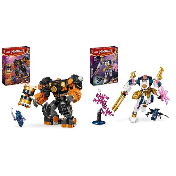 LEGO NINJAGO Coles Erdmech, Actionfiguren-Spielzeug mit veränderbarem Mech & NINJAGO Soras Technikmech, Actionfiguren-Spielzeug für Kinder, Ninja-Set