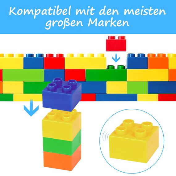 Cabeeskii Große Bausteine, 168 Teile Steine in 6 Farben und 2 Maße, kompatibel mit Duplo und Allen führenden Marke, ideales Spielzeug für Kinder ab 3 Jahre