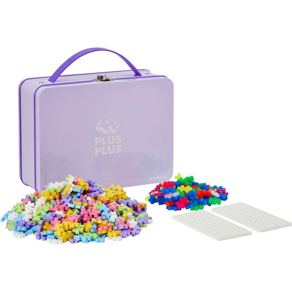Geniales Konstruktionsspielzeug, Pastel, Bausteine-Set in praktischer Metall-Box mit Henkel, 600 Teile