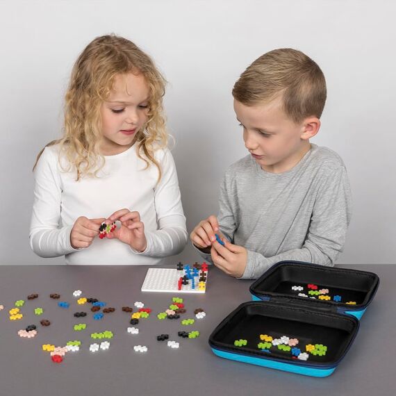 Plus-Plus 9607012 Kreativ-Bausteine, Reisekoffer Set, Geniales Konstruktionsspielzeug, 100 Teile, Blue