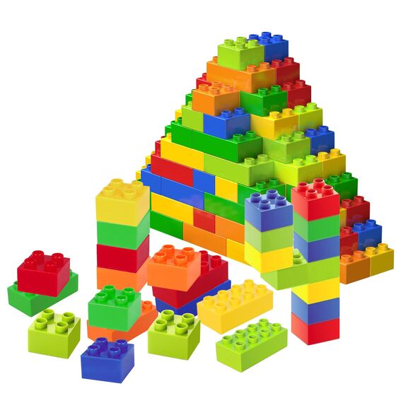 Große Bausteine, 108 Teile Steine in 6 Farben und 2 Maße, kompatibel mit Duplo und Allen führenden Marke, ideales Spielzeug für Kinder ab 3 Jahre