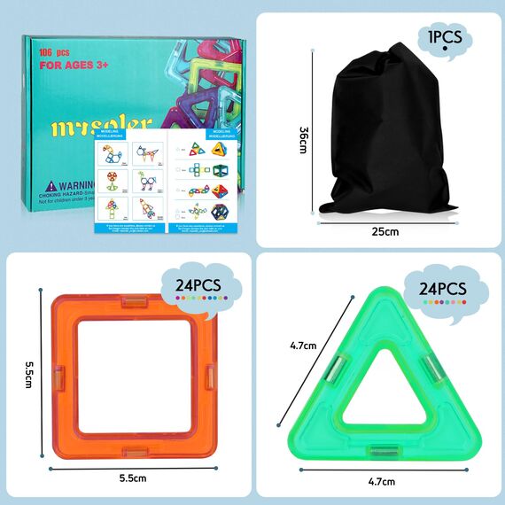 mysoler Magnetische Bausteine 48 Teile mini Magnet Spielzeug Kinder DIY Magnetspielzeug Magnet Spielzeug Lernspielzeug Geburtstag Vorschule Kinder Kleinkind Jungen Mädchen ab 3 Jahren