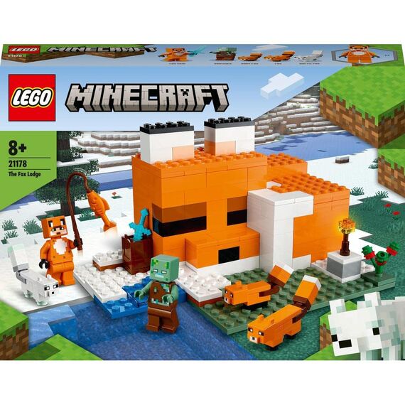 LEGO 21178 Minecraft Die Fuchs-Lodge, Spielzeug für Jungen und Mädchen ab 8 Jahren & 21240 Minecraft Das Sumpfabenteuer Set, Spielzeug mit Figuren mit Alex- und Zombie-Figuren im Biom, ab 8 Jahren