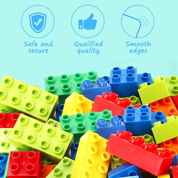 Große Bausteine, 60 Teile Steine in 6 Farben und 2 Maße, kompatibel mit Duplo und Allen führenden Marke, ideales Spielzeug für Kinder ab 3 Jahre