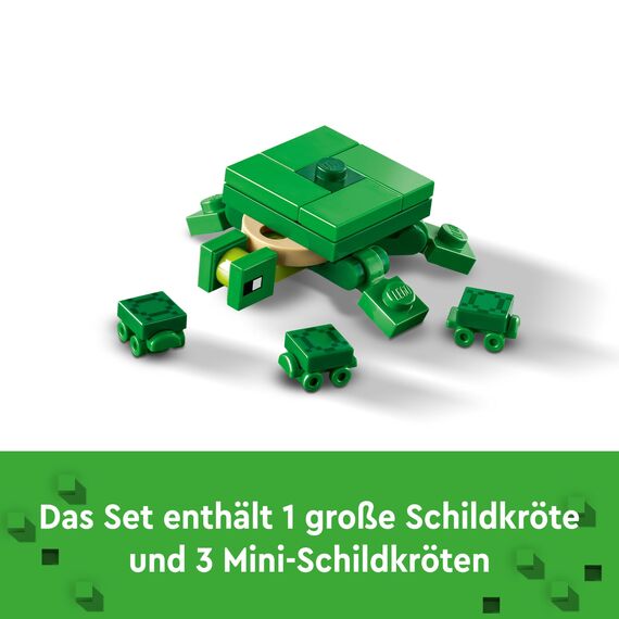 LEGO Minecraft Das Schildkrötenstrandhaus - Spielzeug mit Tierfiguren & Schildkröten Figur -Spielset mit Zubehör - Werkbank, Bambusfloß - Gamer Geschenk für Jungen & Mädchen ab 8 Jahren - 21254