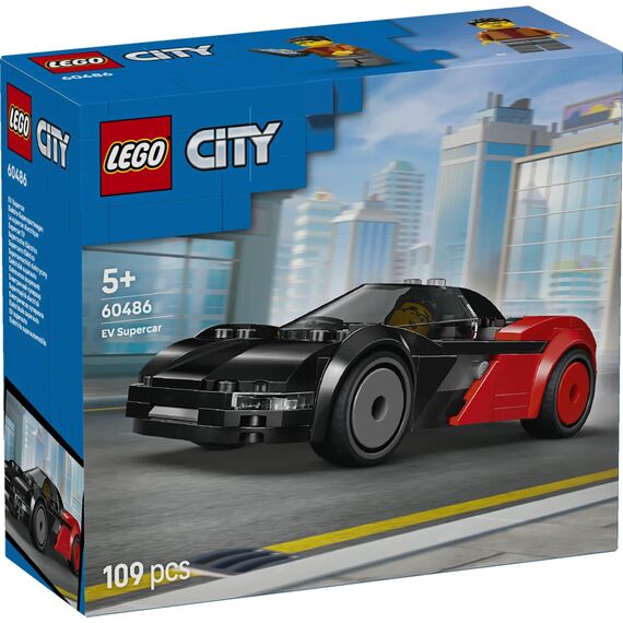 LEGO City Elektro-Supersportwagen - Rennwagen Spielzeug - Modellbau mit Fahrer Minifigur - Spielset zur Förderung der Feinmotorik - Geschenk für Jungen ab 5 Jahren - 60486