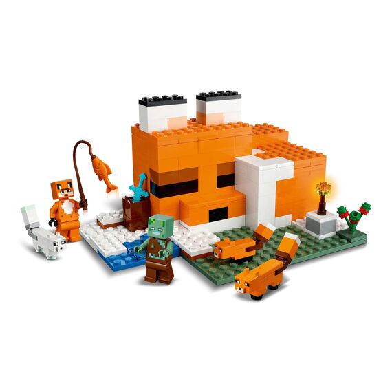 LEGO Minecraft Das Schildkrötenstrandhaus, Spielzeug-Haus & Minecraft Die Fuchs-Lodge, Spielzeug für Jungen und Mädchen ab 8 Jahren mit Figuren von ertrunkenem Zombie und Tieren, Kinderspielzeug 21178