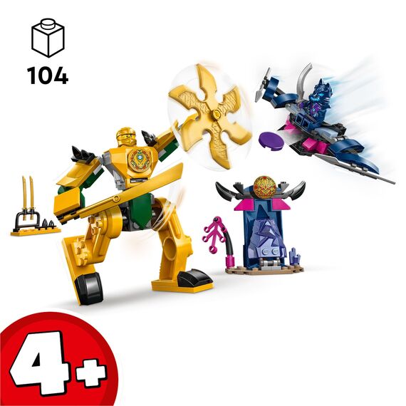 LEGO NINJAGO Arins Battle Mech, Ninja-Spielzeug für Kinder ab 4 Jahre mit Figuren inkl. Arin mit Mini-Katana, Actionfiguren & Mechs, kleines Geschenk für Jungs und Mädchen 71804