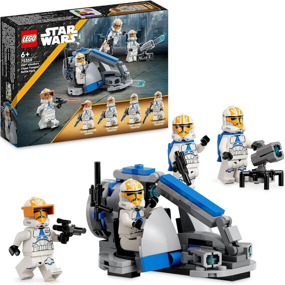 LEGO 75337 Star Wars at-TE Walker, Bewegliches Spielzeugmodell & 75359 Star Wars Ahsokas Clone Trooper der 332. Kompanie