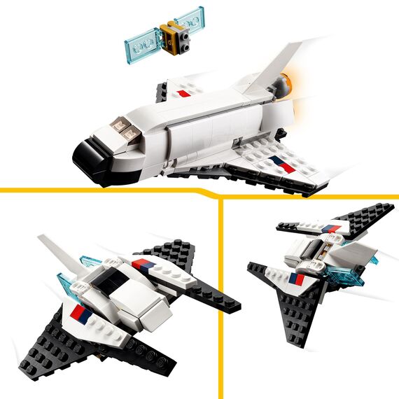 LEGO 31134 Creator 3in1 Spaceshuttle Spielzeug zum Astronauten zum Raumschiff, Konstruktionsspielzeug für Kinder, Jungen, Mädchen ab 6 Jahren, kreative Geschenkidee