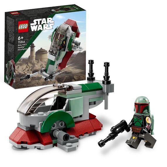 LEGO 75333 Star Wars Obi-Wan Kenobis Jedi Starfighter & Star Wars 75344 Das Boba Fett -Mikrofighter -Schiff, Fahrzeug mit Figuren, der Mandalorianer
