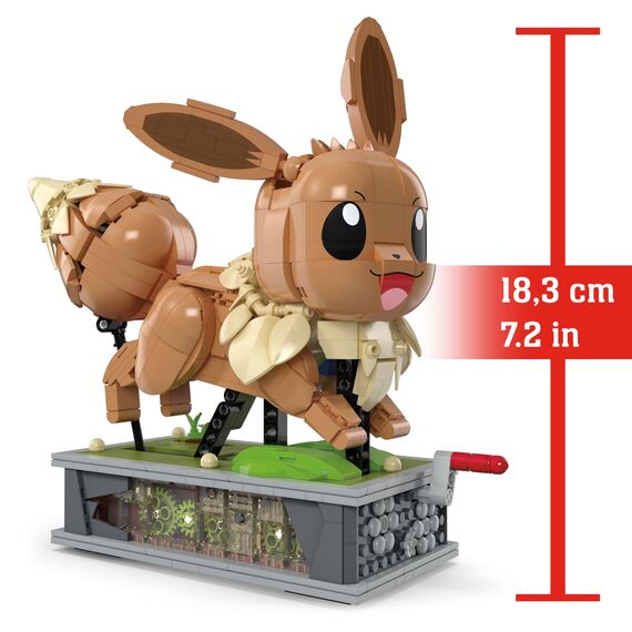 MEGA Pokémon Actionfigur-Bauset, bewegliches Evoli mit 1381 Teilen, zum Laufen an der Kurbel drehen, Spielzeug für Sammler zum Zusammenbauen und Präsentieren, HTH71