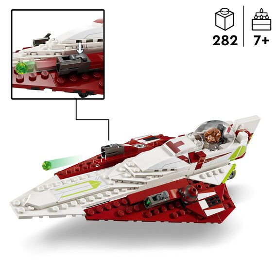 LEGO 75333 Star Wars Obi-Wan Kenobis Jedi Starfighter & Star Wars 75344 Das Boba Fett -Mikrofighter -Schiff, Fahrzeug mit Figuren, der Mandalorianer