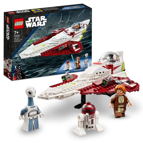 LEGO 75333 Star Wars Obi-Wan Kenobis Jedi Starfighter & Star Wars 75344 Das Boba Fett -Mikrofighter -Schiff, Fahrzeug mit Figuren, der Mandalorianer